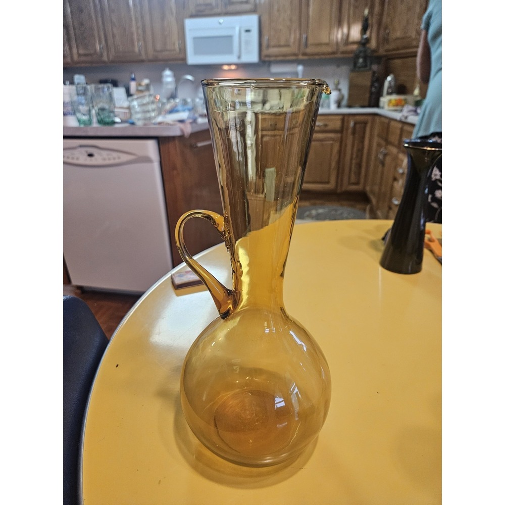 Vintage 11" Amber Pitcher Vase